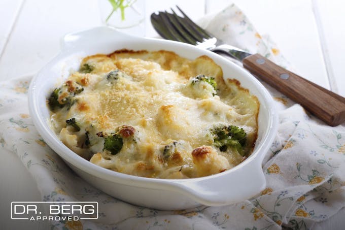 Broccoli, cauliflower, and melted cheese 