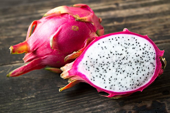 Dragon fruit cut in half