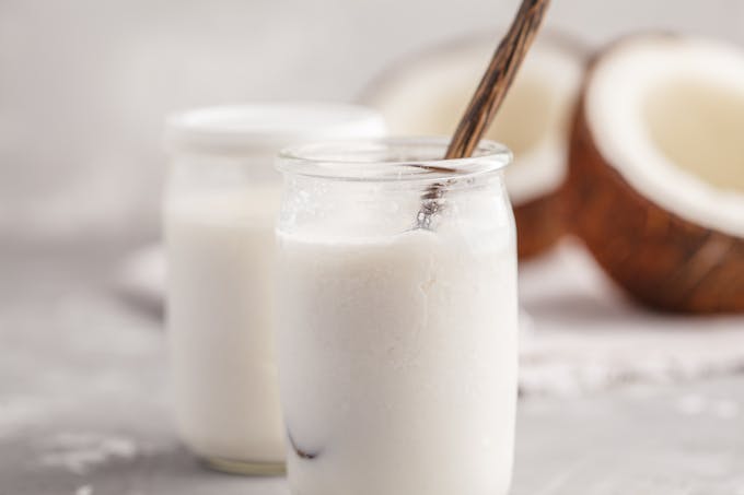 Jar of coconut milk kefir