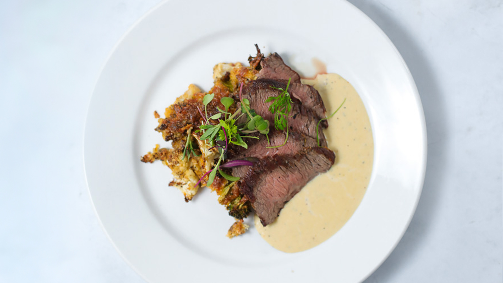 keto-flank-steak-with-cauliflower-and-broccoli-gratin