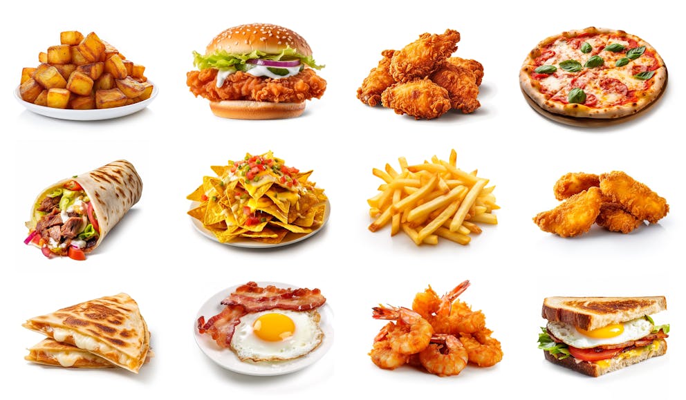 Variety of fast foods