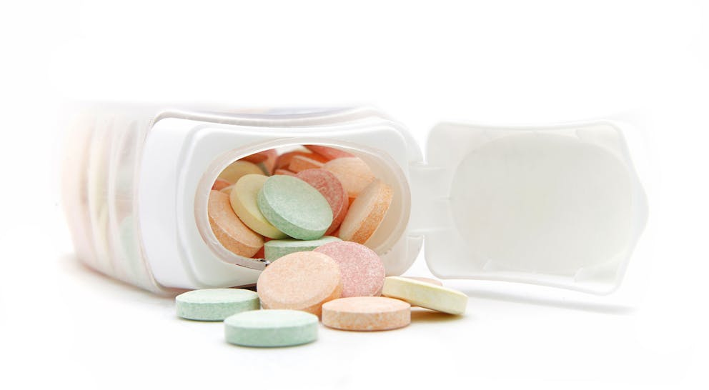 Antacid tablets on a table