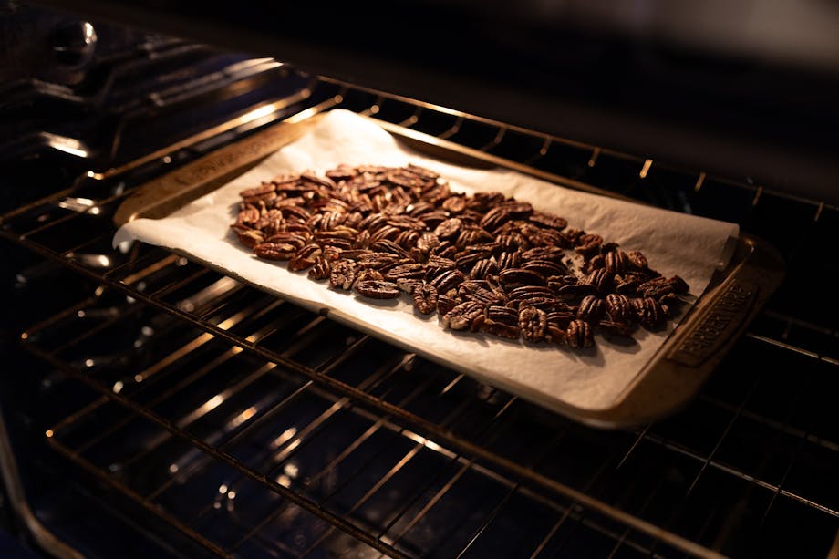 Pecans in oven