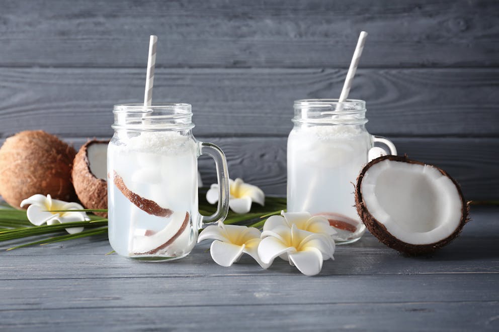 Two glasses of coconut water