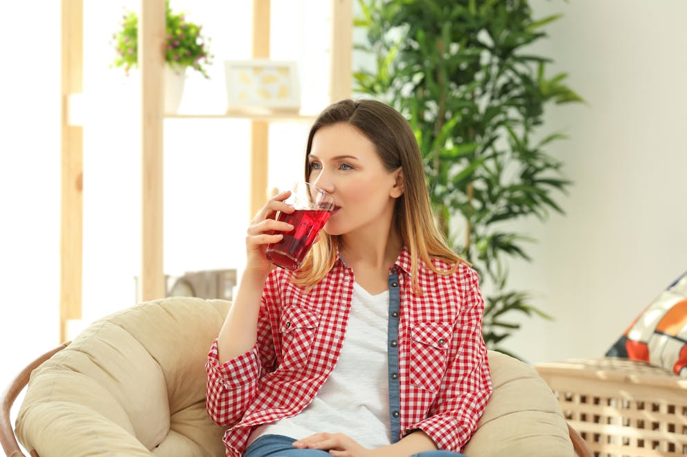 Women drinking cranberry juice