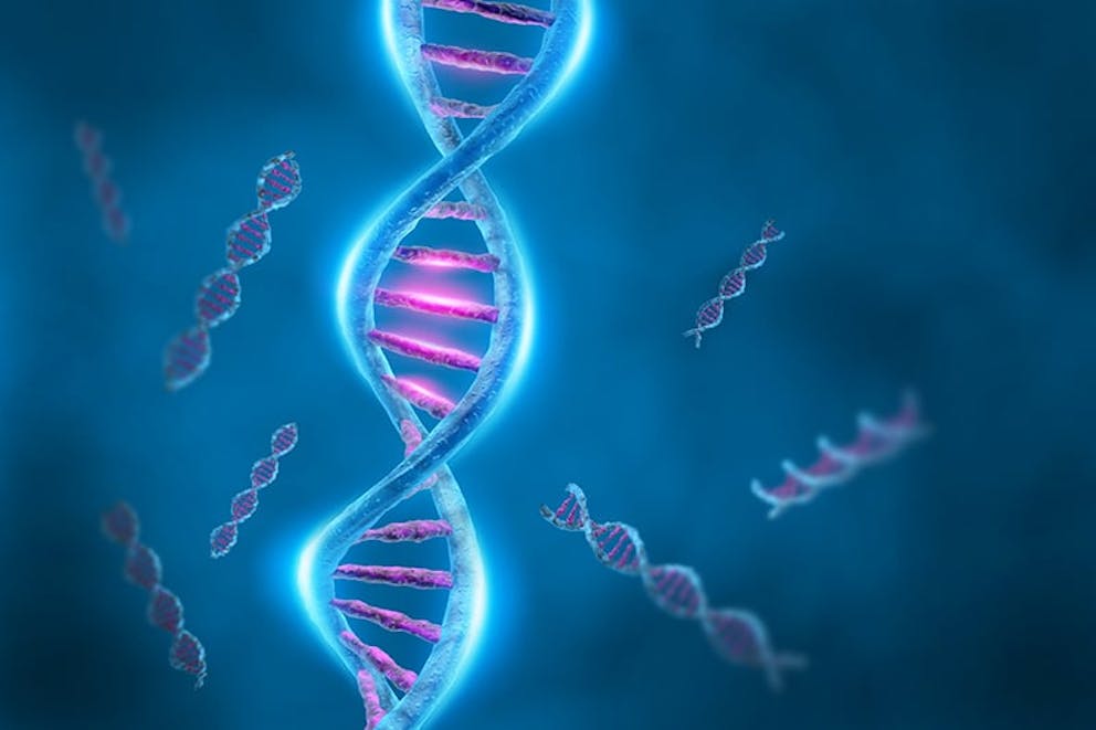 3D illustration of DNA, showing genetic material, activated genes.