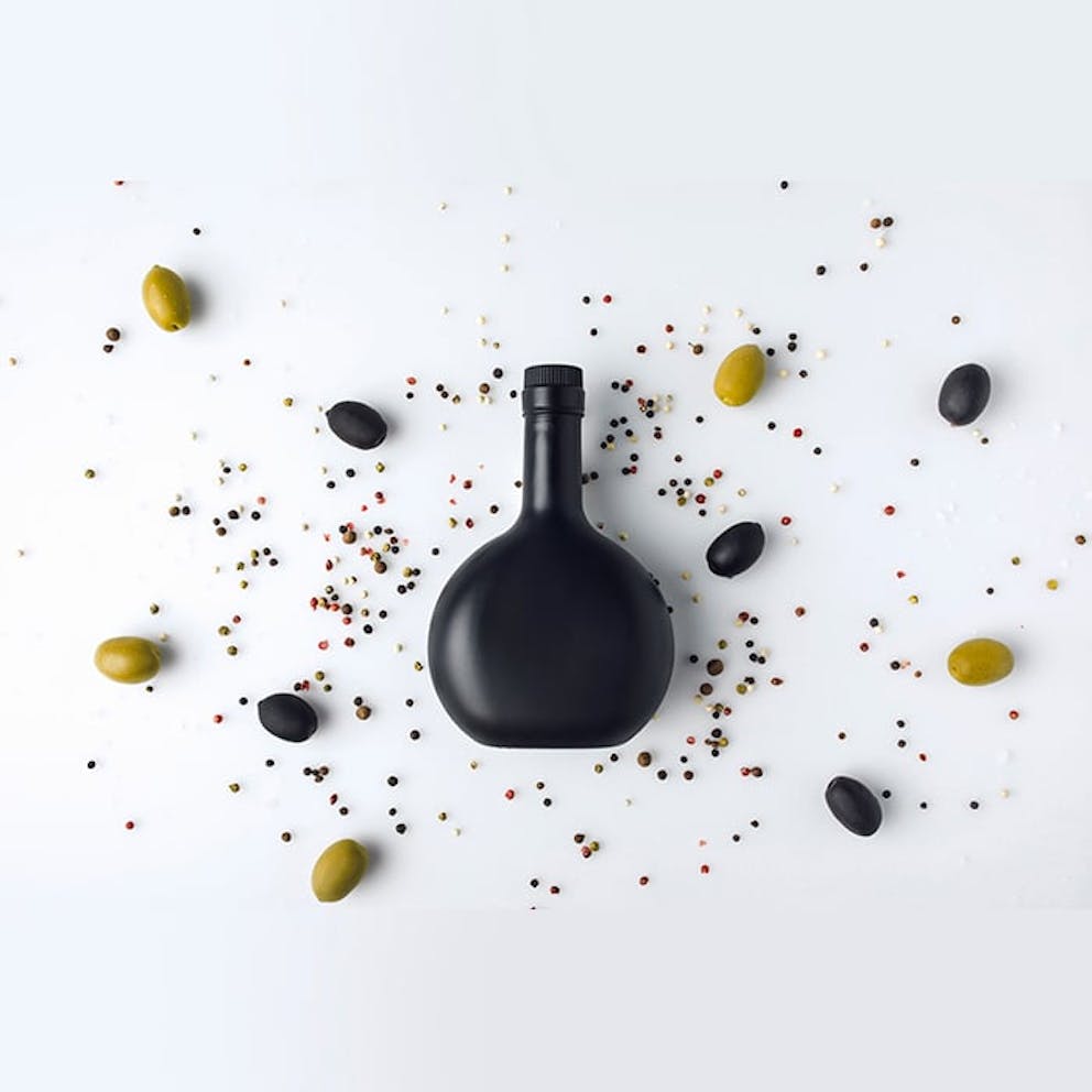 a dark bottle of olive oil