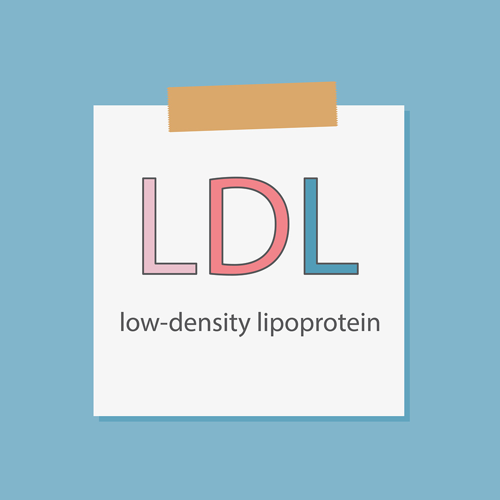 the words LDL on a piece of paper with low-density lipoprotein written underneath