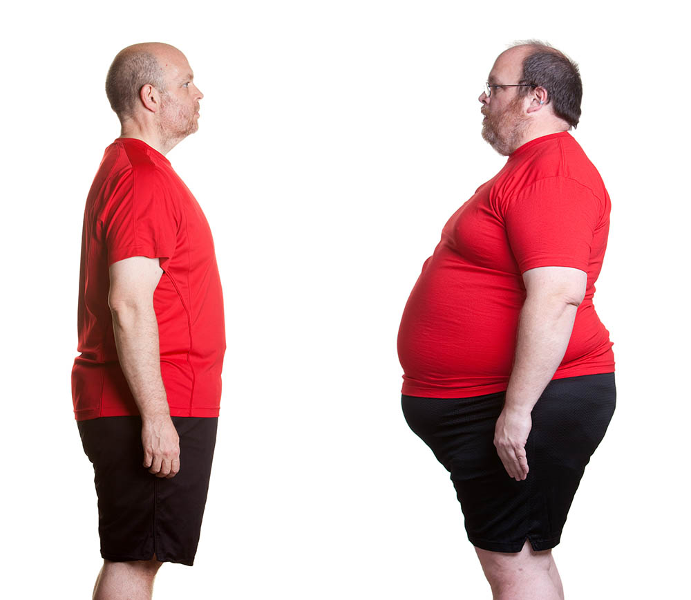 a before and after photo of a man who has lost significant weight