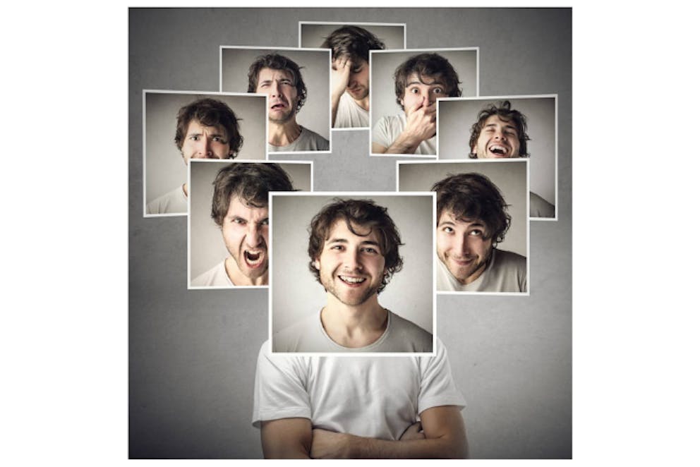 Man showing several emotions with pictures