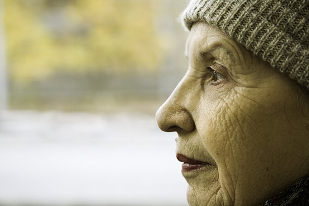 a photo of an older woman’s nose in profile