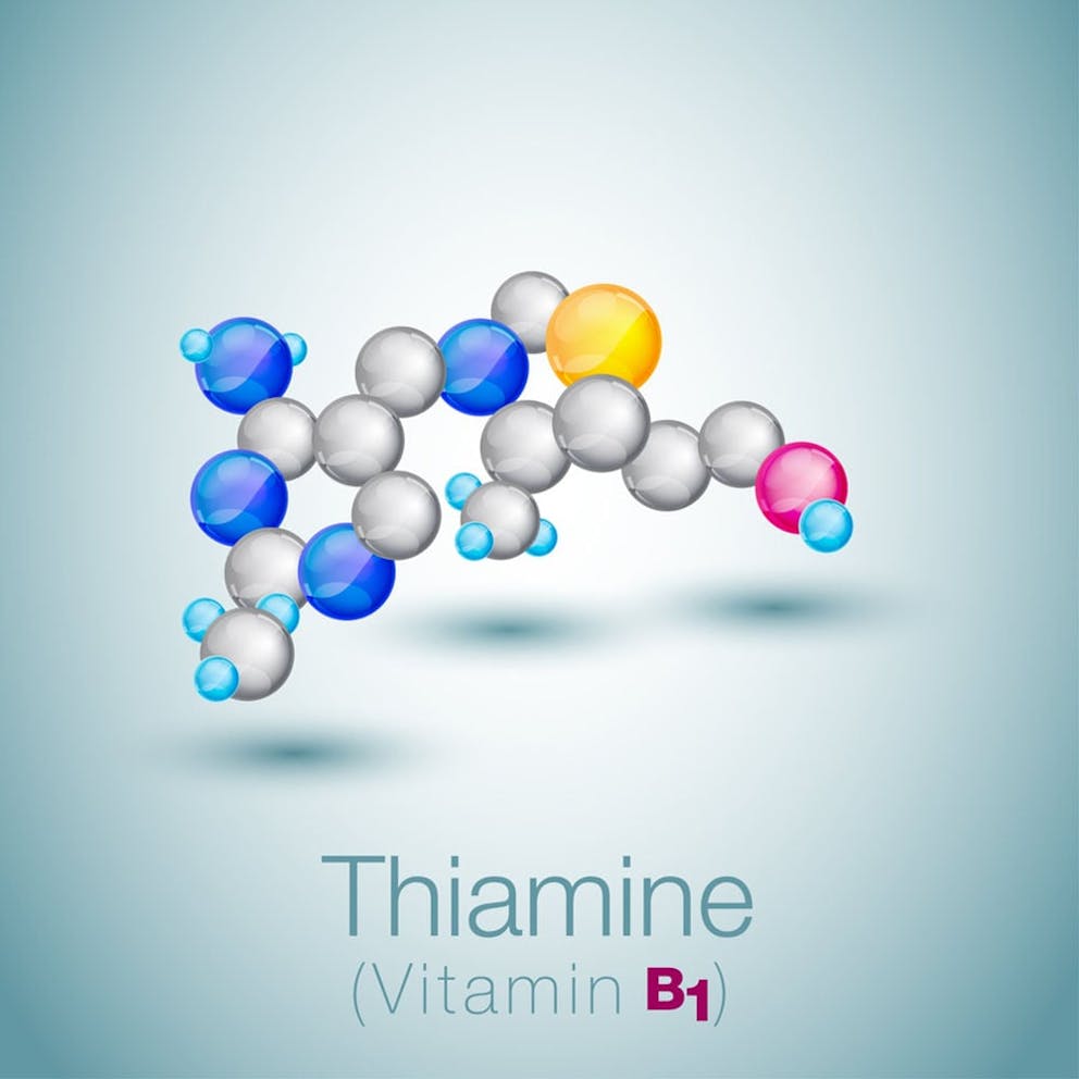 Vitamin B1 or thiamine molecular structure illustration
