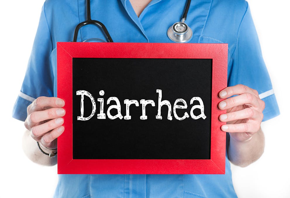 Nurse holding a blackboard that says diarrhea. Diarrhea concept, how to stop diarrhea
