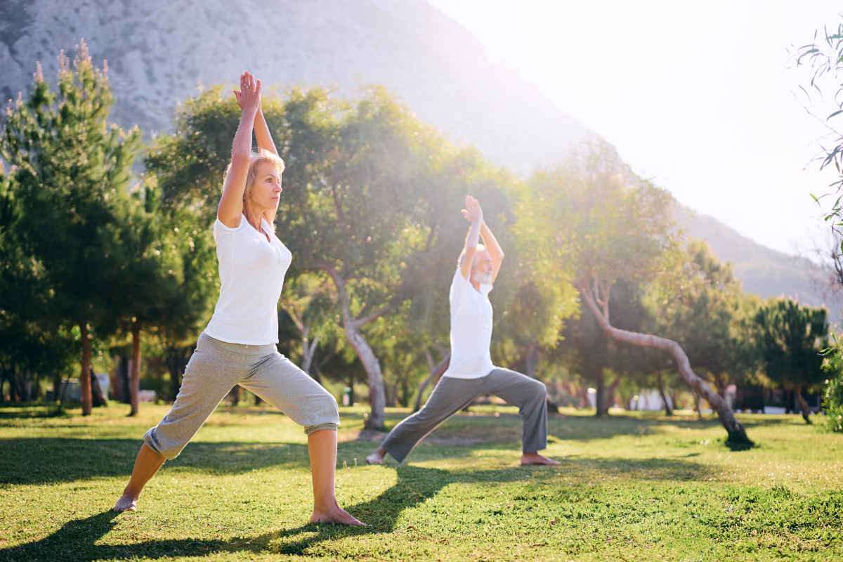 Senior family couple exercising outdoors | How to Tighten that Flabby Arm Fat