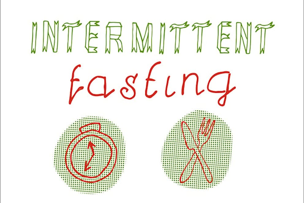 a hand-lettered sign that reads Intermittent Fasting