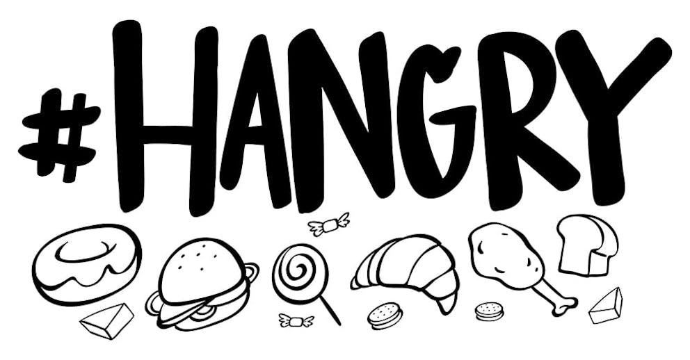 a hand-drawn sign that says Hangry