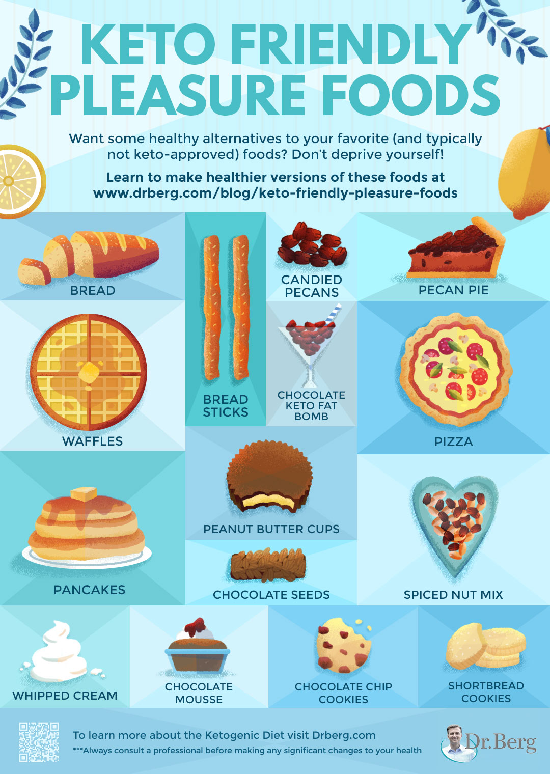 Keto-Friendly Pleasure Foods Infographic | Keto-Friendly Snacks You Can Enjoy Without the Guilt | Dr. Berg Blog