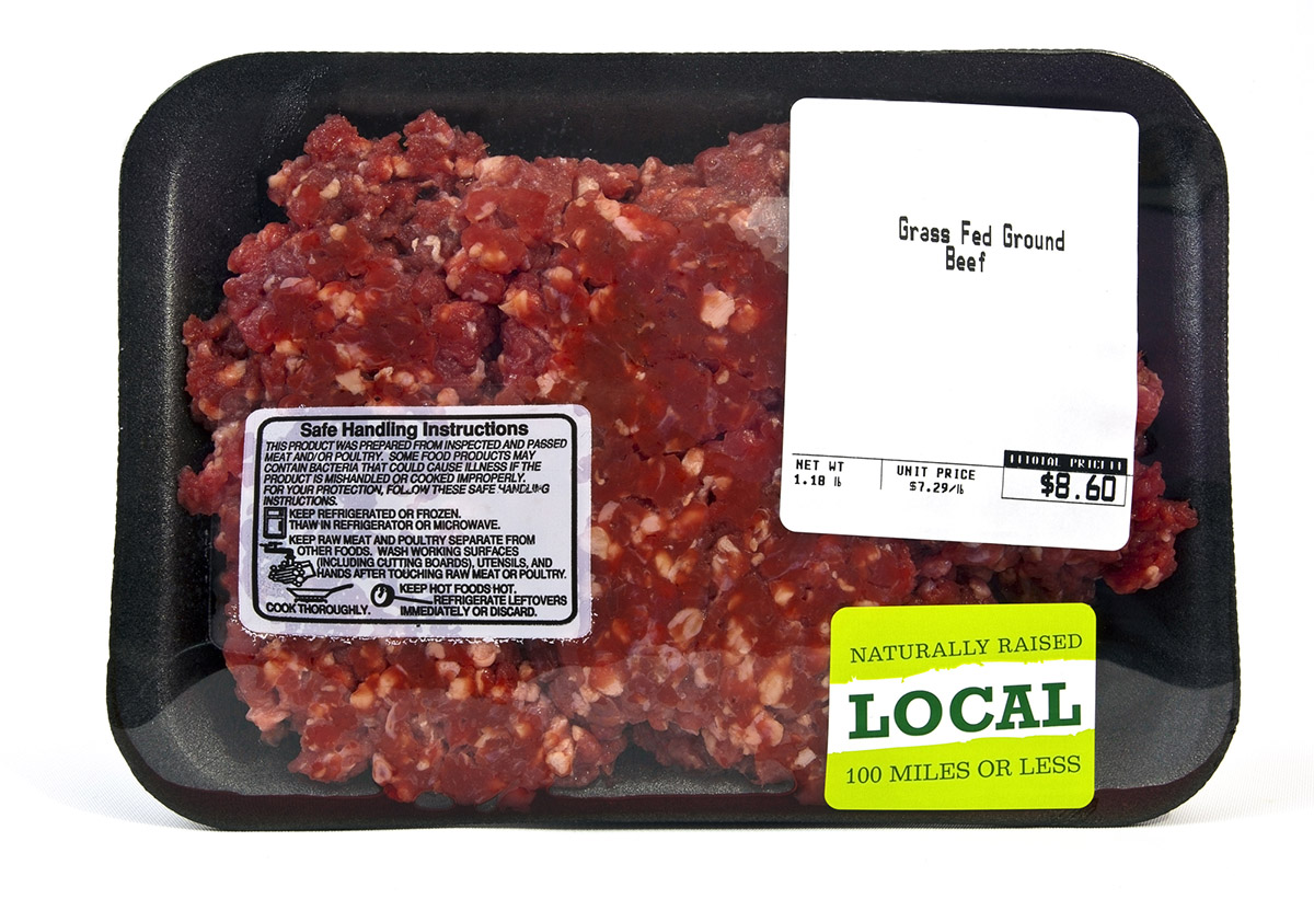 Package of grass-fed, local ground beef, ideal for keto diet