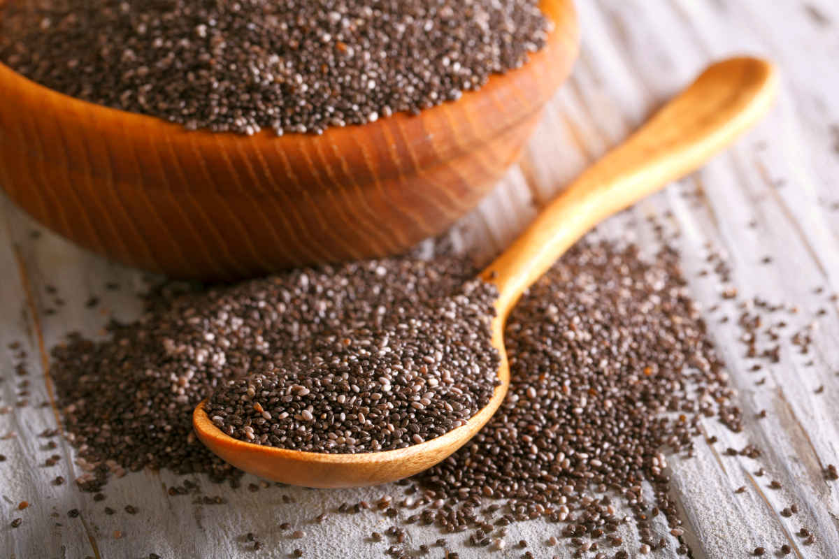 Healthy Chia seeds in a wooden spoon | What Is A Normal Blood Sugar Level And How To Keep It Normal | random blood sugar level