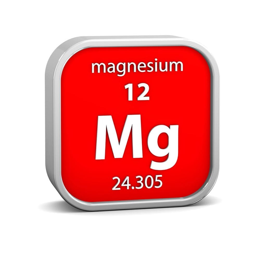 Magnesium element, periodic table of element information, red icon