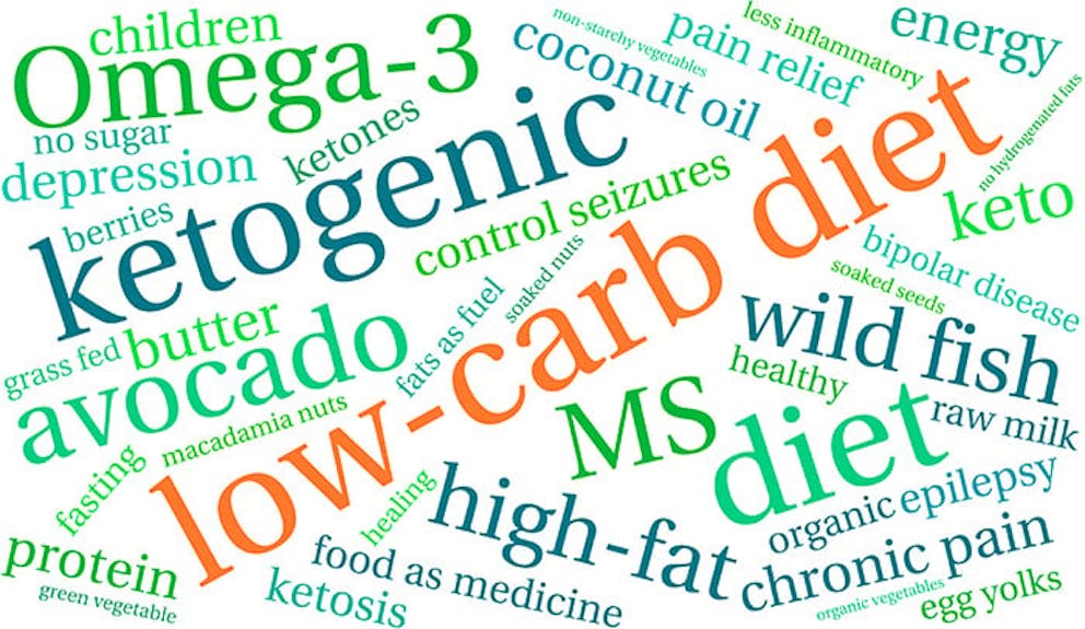 a word cloud for low-carbohydrate keto diet