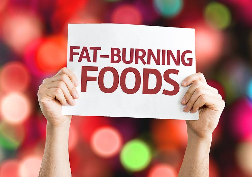 a sign that says Fat Burning Foods