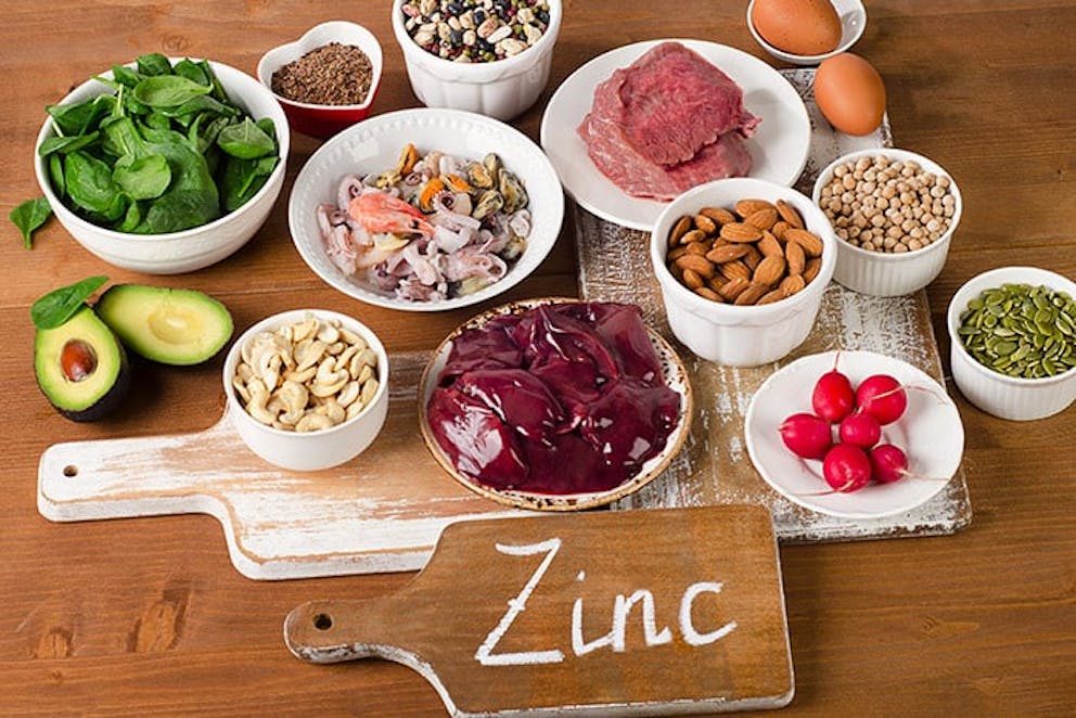 foods rich in zinc such as seafood and vegetables