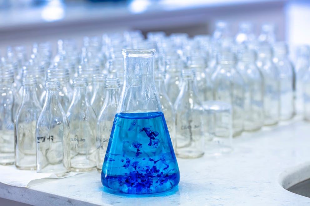 Methylene blue in a flask