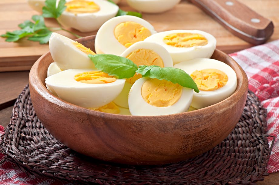 Boiled eggs in a bowl