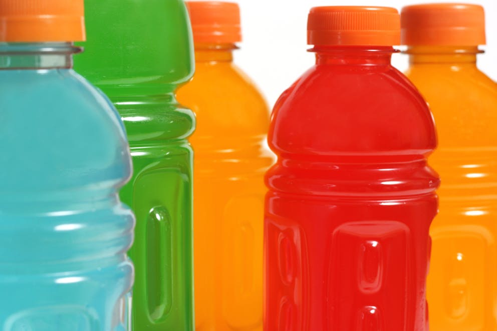 Artificially colored sports drinks