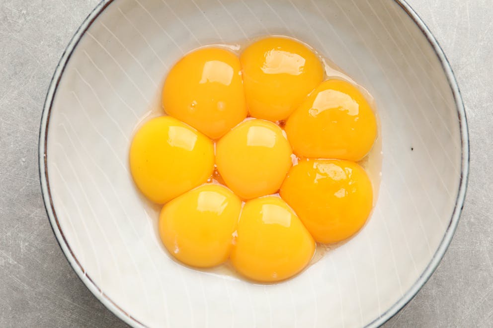 Egg yolks in a bowl