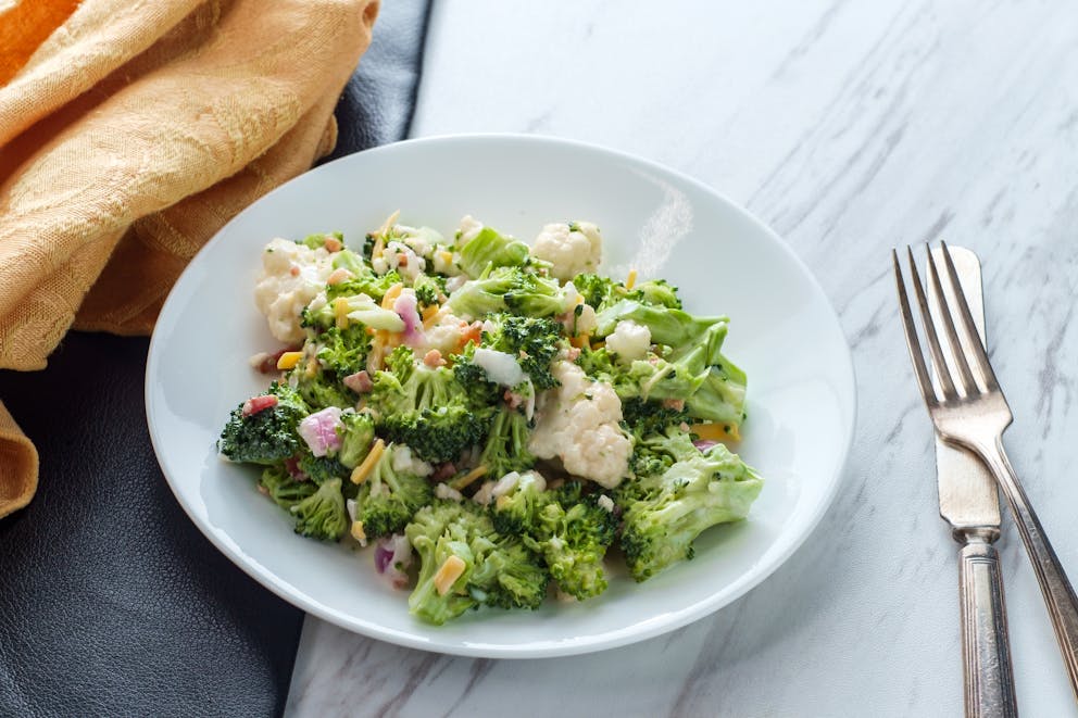 Broccoli and cauliflower salad