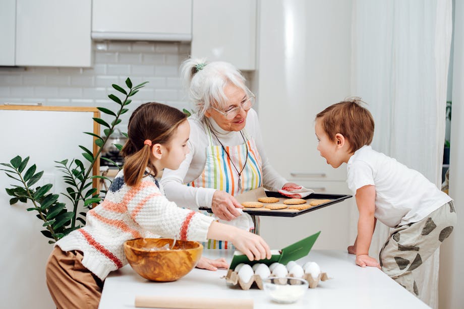 Family making cookies