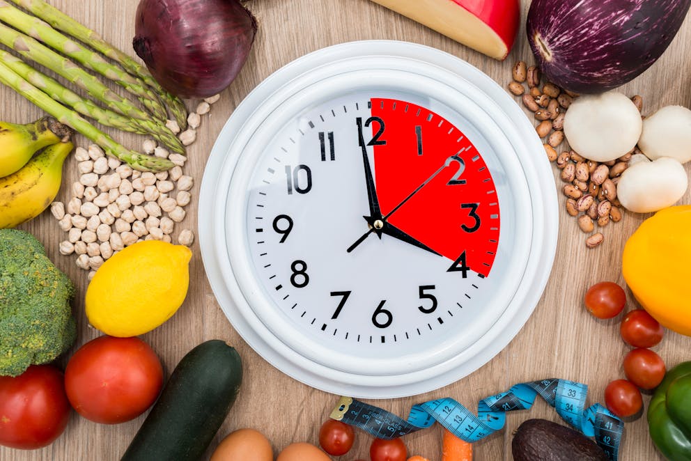Clock with healthy food