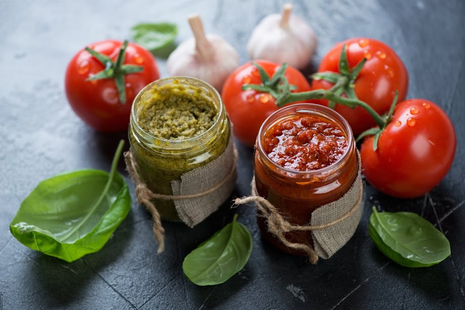 Jars of pesto