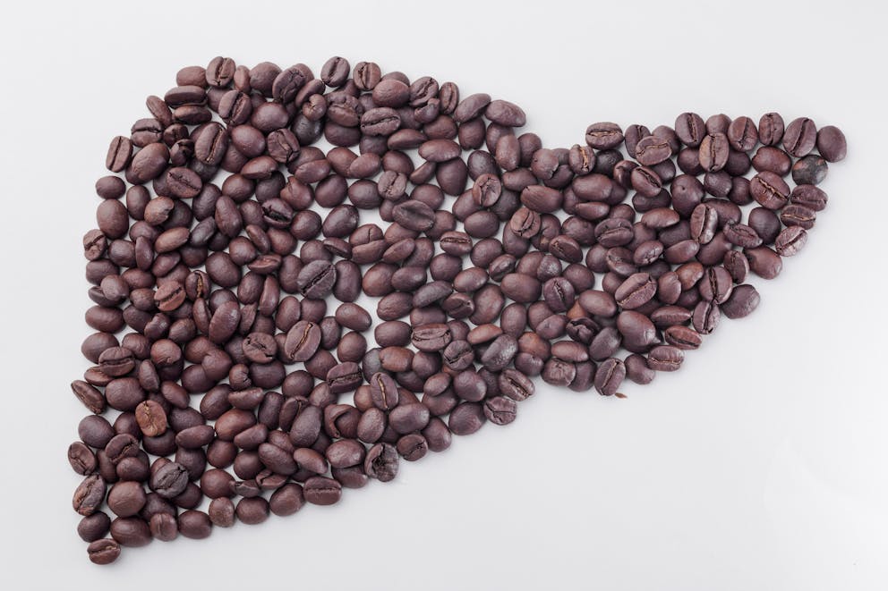 Coffee beans in liver shape