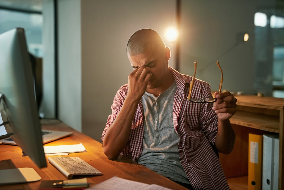 Working man feeling burnout