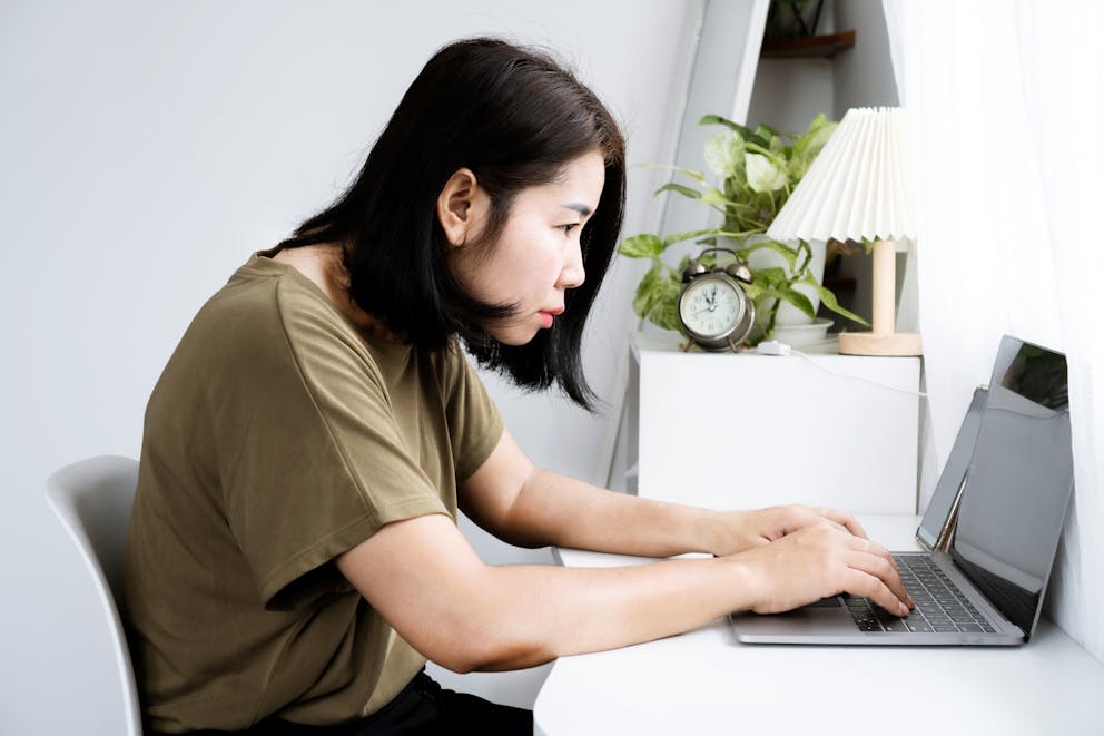 Working at desk bad posture