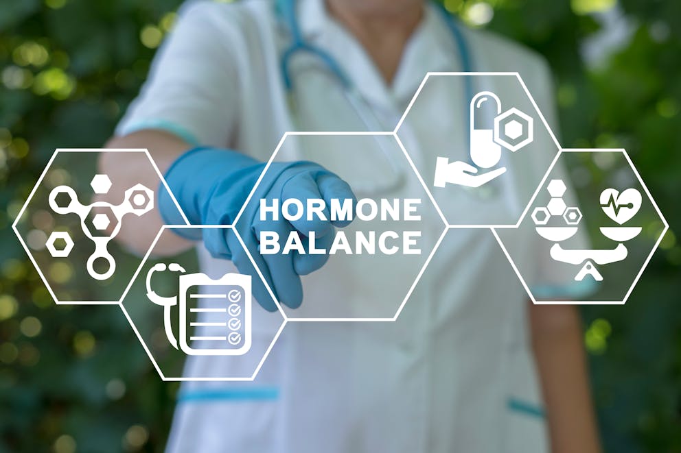 Hormone balance illustration with doctor