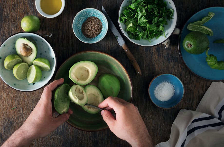 Making avocado ranch dip