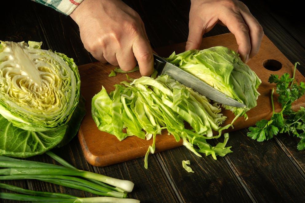 Cutting fresh cabbage