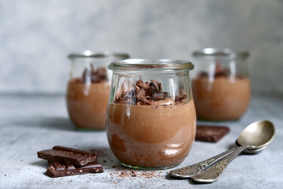 Chocolate mousse in a glass jar