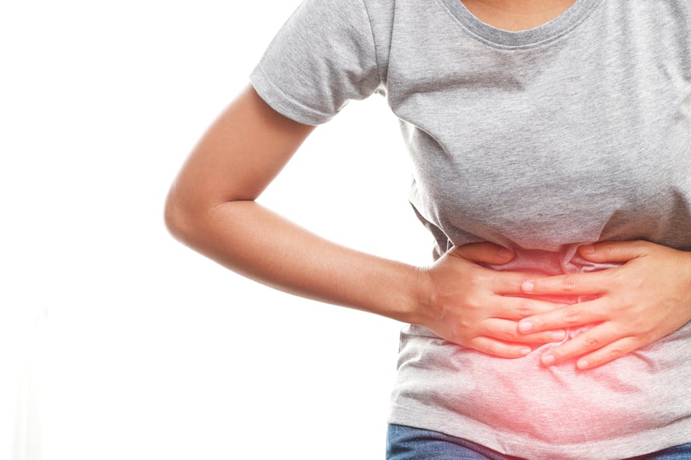 Woman with stomach pain