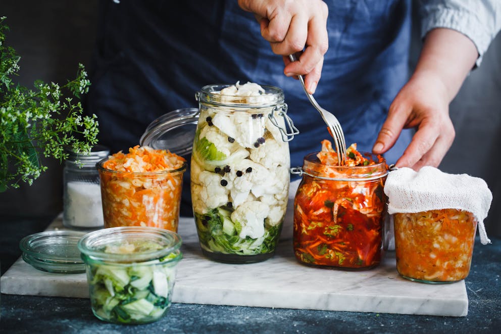 Fermented veggies in jars