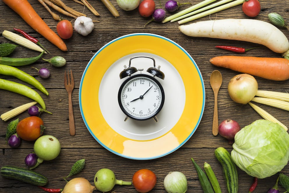 Intermittent fasting clock on a plate