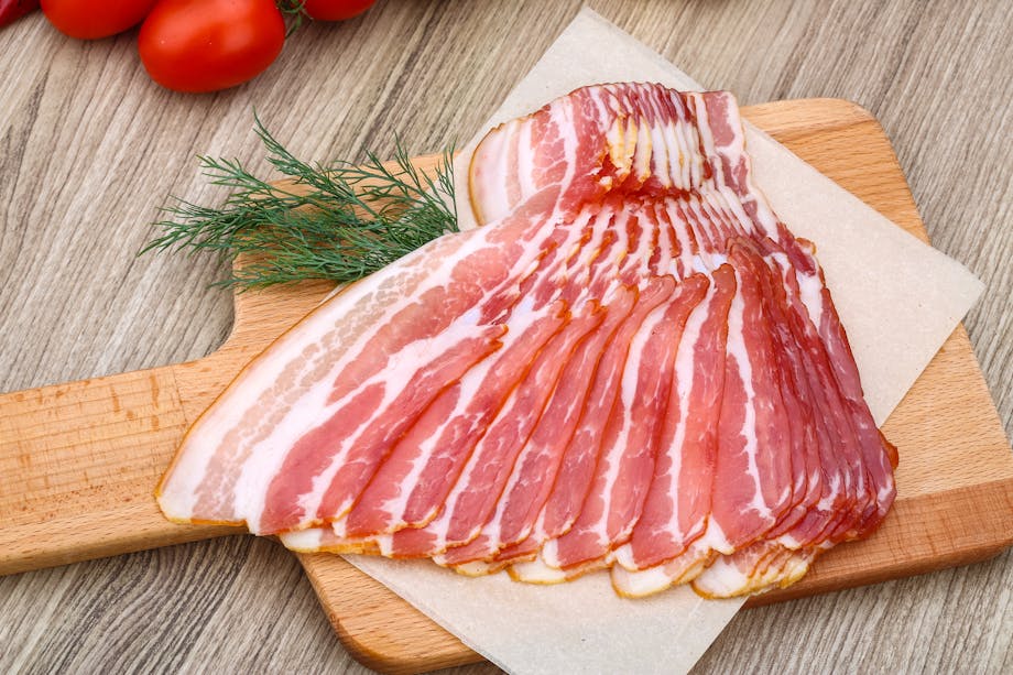 Raw bacon slice