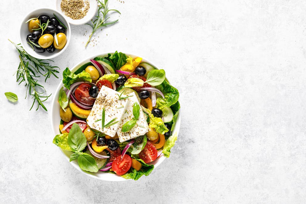 Fresh Mediterranean salad with herbs