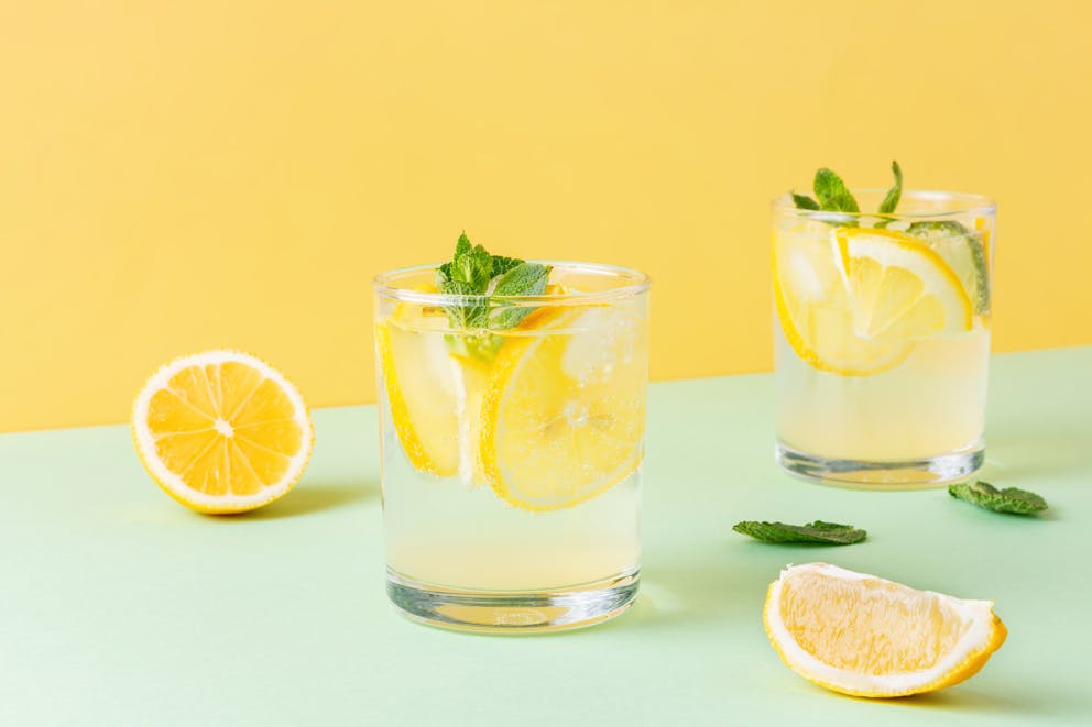 Lemon water with mint