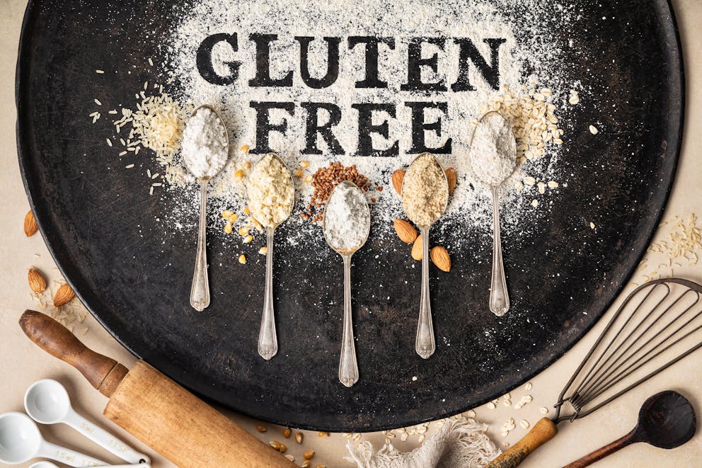 gluten-free written in flour