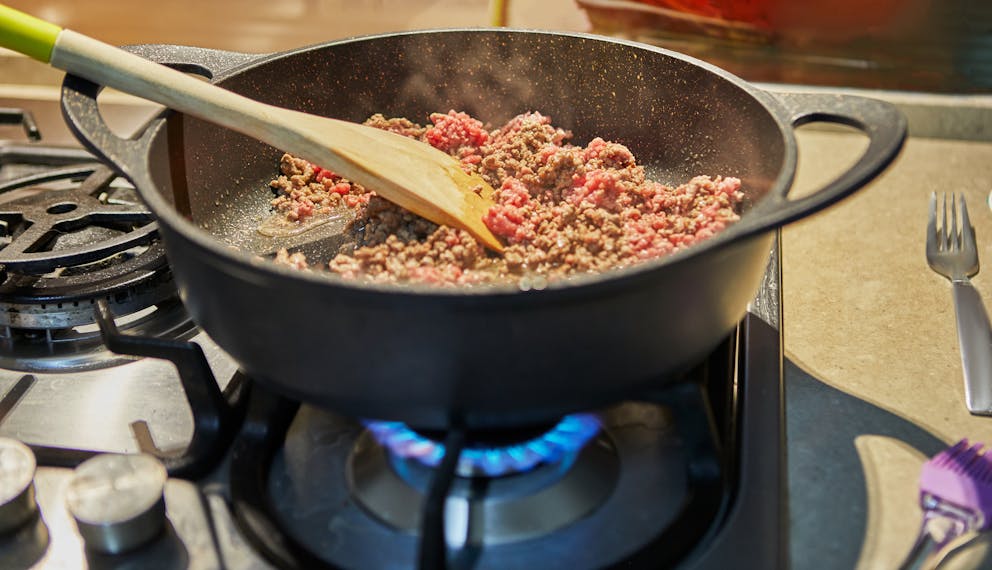ground beef cooked in pan